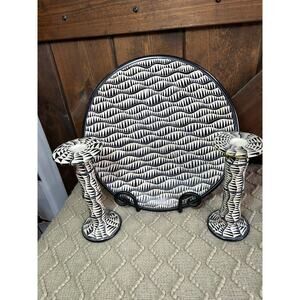 Swahili soapstone decorative plate and candle holders